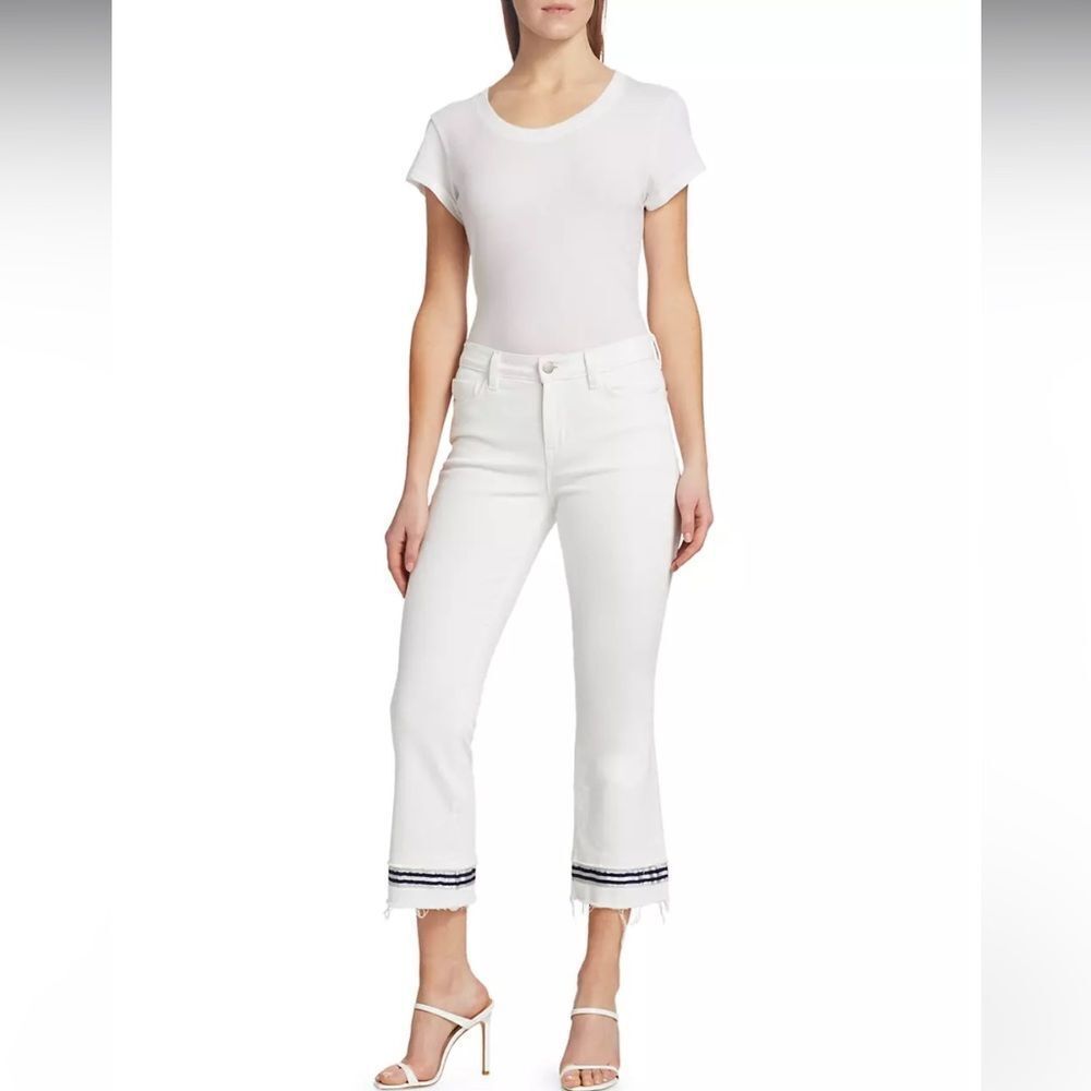 L'AGENCE: Jada Cropped Tape White Jeans -‎ 28 in EUC